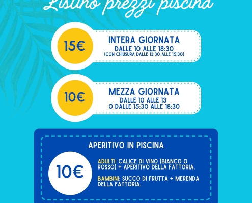 Listino prezzi piscina estate 2025