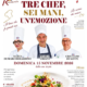Locandina ufficiale del pranzo evento Cooking Show Live a Rurabilandia il 15 novembre 2026 con i volti degli chef Marta Di Marcoberardino, Marco Urbani e Cristiano Di Sante, i loghi dell'Associazione Provinciale Cuochi Teramo e il menu completo dei piatti.