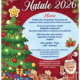Locandina ufficiale del Pranzo di Natale 2026 a Rurabilandia, con illustrazioni natalizie di Babbo Natale sulla slitta e albero decorato, contenente il menu completo della tradizione teramana e i contatti per la prenotazione.