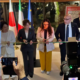 Inaugurazione e taglio del nastro all'Ambasciata d'Italia a Tokyo con il Ministro Alessandra Locatelli, l'Ambasciatore Mario Vattani e i ragazzi della fattoria sociale Rurabilandia.