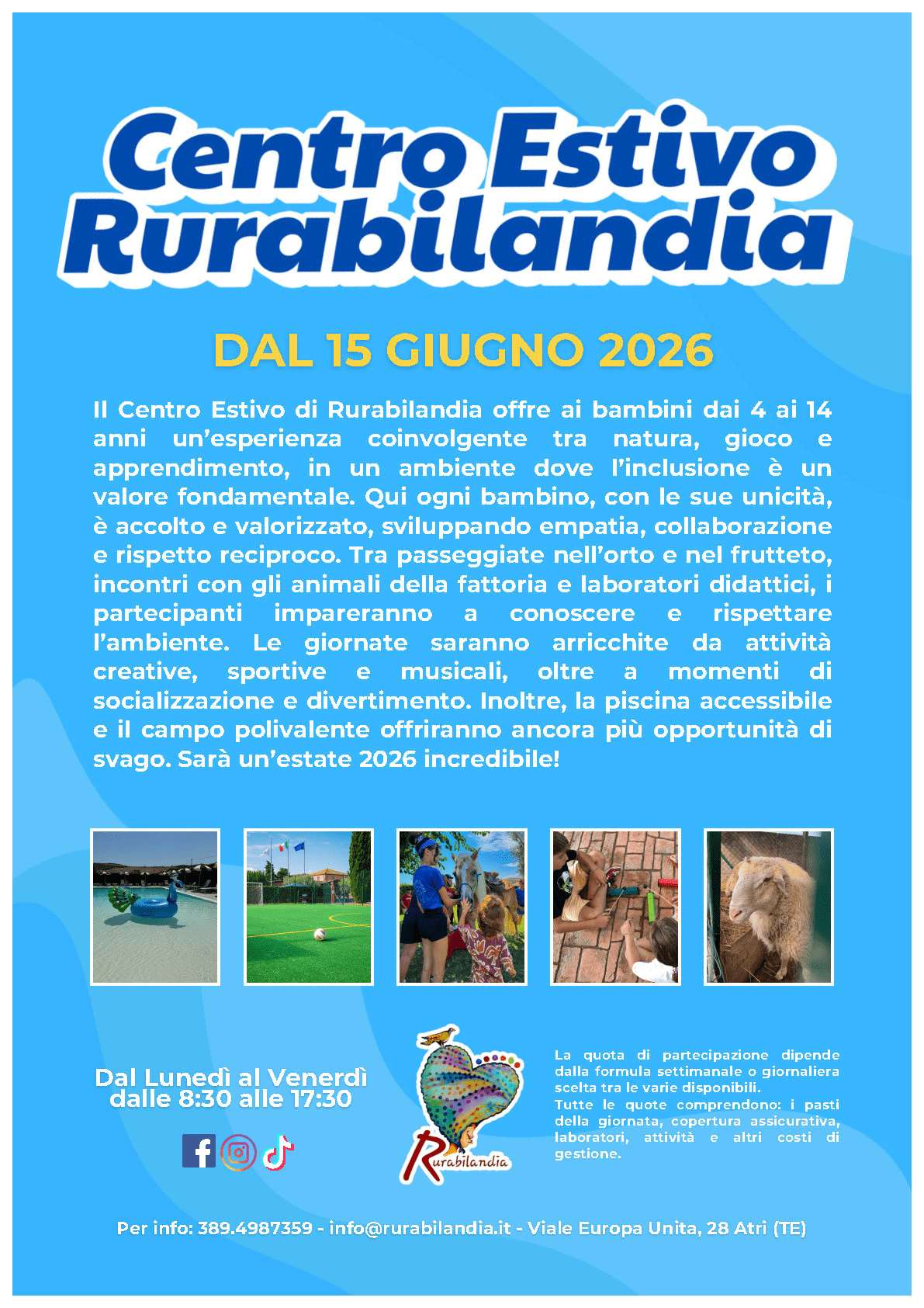 Centro Estivo Rurabilandia 2026 | Dal 15 giugno, bambini 4–14 anni
